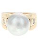 Pearl and Diamond Accent Ring in Yellow Gold